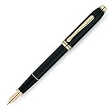 Cross Townsend Black Lacquer Fountain Pen with 23 Karat Gold Plated Appointments and 18 Karat Gold Nib - Medium