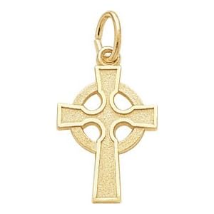 Celtic Cross Charm, 14K Yellow Gold by