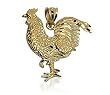 Attractive 10 KT Solid Yellow Gold Rooster Charm 10K Bird Pendant