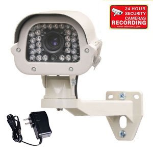 VideoSecu Built-in SONY Effio CCD 700TVL Zoom Infrared Security Camera Day Night Vision Outdoor Wide Dynamic Range WDR Surveillance Camera DSP 9-22mm Lens for CCTV DVR Home Surveillance System with Power Supply, Security Camera Bracket and bonus Warning Sticker WE4