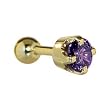 18 Gauge 3/16" -Solid 14KT Yellow Gold 4mm Amethyst Cubic Zirconia Cartilage Earring