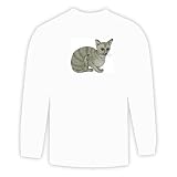 Long Sleeve T-shirt with kitten, abyssinian, cat, feline Large White