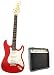 Austin Bazaar Double Cutaway Metallic Red Electric Guitar with 5 Watt Amp - Beginner Kit