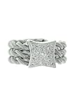 Solid 18K two-tone pave diamond 'Braided Star Burst' ring