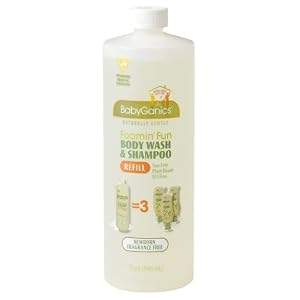 BabyGanics Foamin' Fun Foaming Body Wash & Shampoo, Gentle Newborn Formula, Fragrance Free, Refill, 33.8-Fluid Oz Bottle, Packaging May Vary