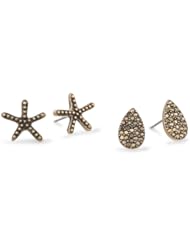 Lucky Brand Pave Star Fish Stud Earrings Set