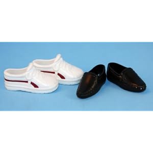 2 Pairs of Ken Doll Shoes White Tennis Shoes and Black Loafers by 