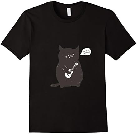 Men's Funny Ukulele Cat T-Shirt Small Black