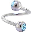 Swarovski Aquamarine Double Gem Spiral Twister Belly Ring
