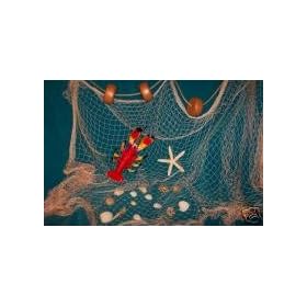 10 X 9 Fishing Net, Netting, Display, with Lobster, Starfish, Seashells, Rope and Floats.