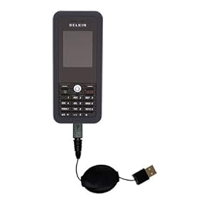 Retractable USB Cable for the Belkin Skype WiFi with Power Hot Sync and Charge capabilities - Gomadic Brand w/ TipExchange Technology