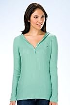 Long Sleeve Variegated Rib Hooded Henley T-Shirt