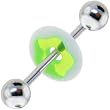 Green Flower Lifesaver Barbell Tongue Ring