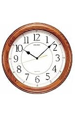 Seiko QXA129BLH Wall Clock Dark Brown Solid Oak Case - Decorative Wall Clocks