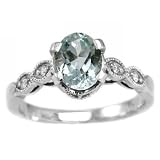 1.65ct Blue Aquamarine & Diamonds Engagement Ring 14k White Gold