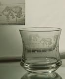 Grehom Crystal Whisky Glass-Elephants & Olives, Hand Etched, Mouth Blown, 24% Lead Crystal Drinkware, Sold as a pair