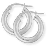 Image of 9ct White Gold Classic Hoop Earrings. Beautiful presentation gift box and anonymous outer packaging. Money back if not 100% delighted