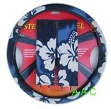 Hawaiian Steering Wheel Cover and Shoulder Pad - Blue Hawaii Hibiscus Floral Print