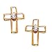 Jewelry : 14K Gold Filled Cutout Cross Pierced Earrings with CZ Stones