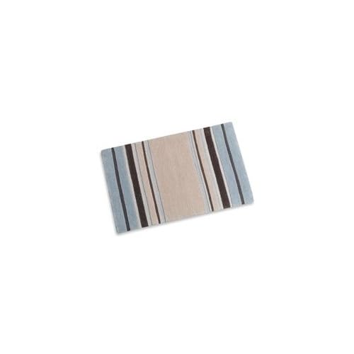 Nautica West End Blue Tan Stripe Bathroom Rug Contour