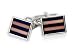 Elegant Copper & Navy Blue Striped Catseye Cufflinks with Presentation Box