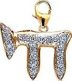 Chai, 14K Gold Diamond Charm