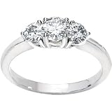 Classy! 14k White-gold Women's Three Stone 1CT TW Moissanite Anniversary Band