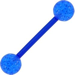 Bioplast Electric Blue Glitter Barbell Tongue Ring
