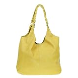 MARCO MASI Italian Made Yellow Leather Oversized Designer Hobo Bag