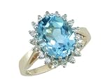 Calah - size 10.00 14K Gold Blue Topaz & Diamond Cluster Ring - B0002HG0PU