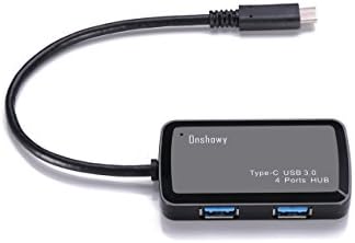 USB 3.1 Type-c Hub , Onshowy USB 3.1 Type-c To USB 3.0 Hub, USB-C to 4-Port USB 3.0 Hub for USB Type-C Devices Including the new MacBook, ChromeBook Pixel and More (Black)