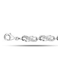 Sterling Silver Rhodium Plated Fancy Braided Style Pave Set Diamond Tennis Bracelet - 7.25 Inches - 0.10 Tcw