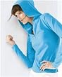 Ladies Cotton/Spandex 1/2 Zip Hooded Pullover