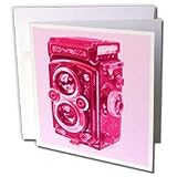 KIKE CALVO vintage camera collection - Picture of a Vintage brown Twin Lens reflex TLR pink camera - Greeting Cards-12 Greeting Cards with envelopes