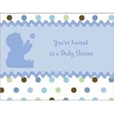 Tickled Blue Baby Shower Invitations with Envelopes 8ct