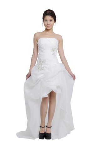 Moonar White Chiffon Prom Party Gown Bridesmaid Wedding Dress