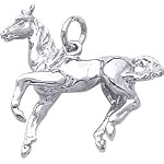 3d silver horse charm