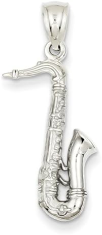 14k White Gold 3-D Tenor Saxophone Pendant, Pendants for Necklace, Women Jewelry