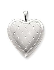 Genuine .925 Sterling Silver 20mm Quilt Design Heart Locket. 100% Satisfaction Guaranteed.