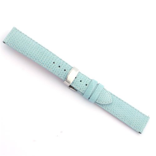 Watchband Genuine Lizard Light Blue 22mm