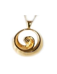 Wave cutout curl 14K yellow gold Barrel Pendant