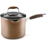 Anolon Advanced Bronze Hard Anodized Nonstick 3.5-Quart Covered Straining Saucepan with Spouts