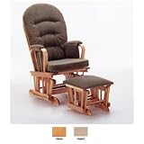 Glider & Ottoman - Pecan Finish/Jerkyl Beige Fabric