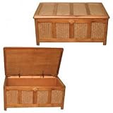 Ashland Blanket Chest - Storage Trunk with Wood Accents (Antique Washed Wood) (19H x 42W x 26D) by RMI Imports