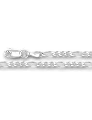 14K White Gold Classic Figaro Chain Bracelet - Width 2.6mm