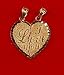 14k Gold, Split Heart Pendant /Charm with 