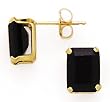 14K EMERALD CUT BLACK ONYX EARRINGS 8X6MM