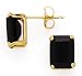 14K EMERALD CUT BLACK ONYX EARRINGS 8X6MM