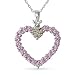 Pink Sapphire and Brown Diamond Heart Pendant in 10k White Gold, 17"