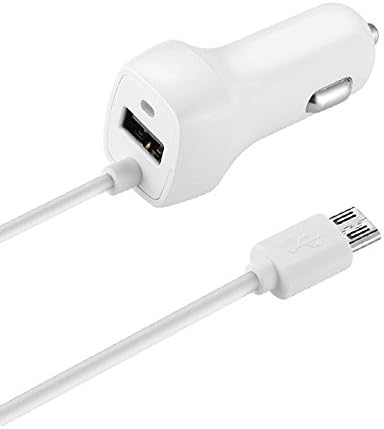 Auskic Dual USB Car Charger, High Speed Car Charger Adapter for Apple and Android Devices, iPhone/iPad/iPad Mini/iPad Air, Samsung Galaxy S7/S6/S6 Edge/S5/S4/S3, Note 5/4/3/2 Coiled Cable (2.1A, 10W)